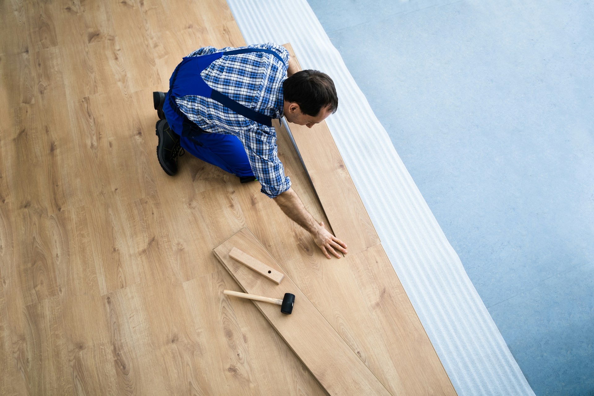 professional installing floors